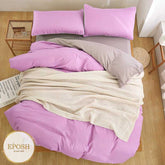 Luxury Reversible Pinkish Purple And Grey Duvet Set